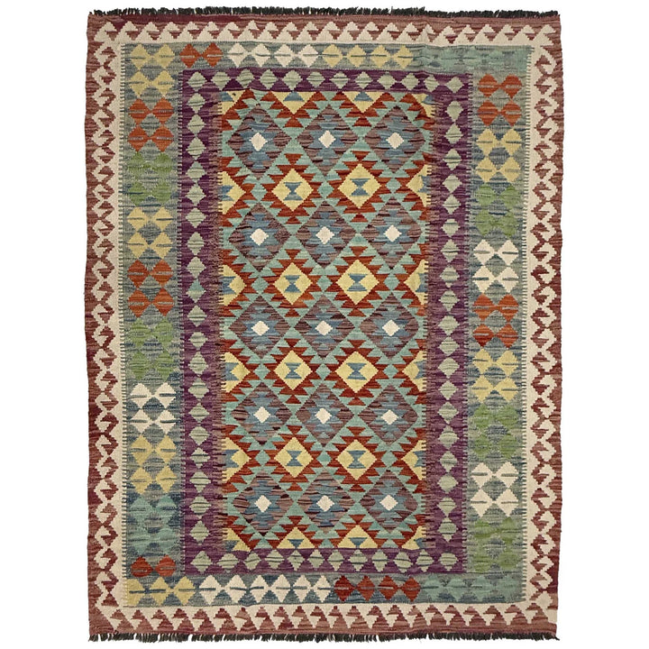 Afghan Kilim Rug 4'9" x 6'4" Flat-Weave | No. AL42444