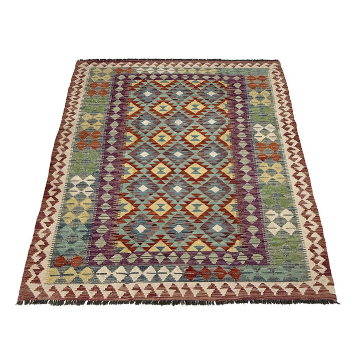 Afghan Kilim Rug 4'9" x 6'4" Flat-Weave | No. AL42444