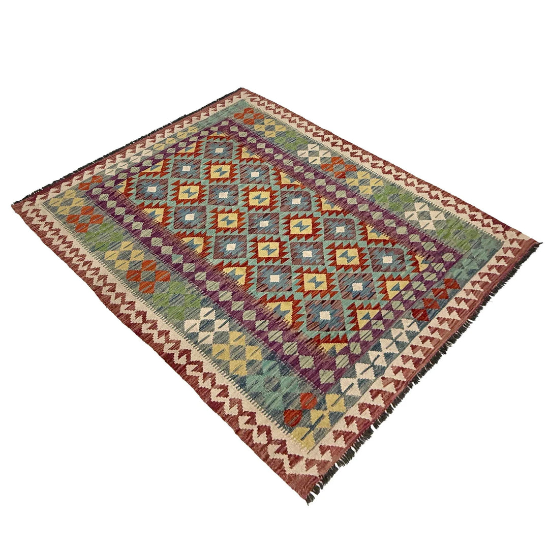 Afghan Kilim Rug 4'9" x 6'4" Flat-Weave | No. AL42444