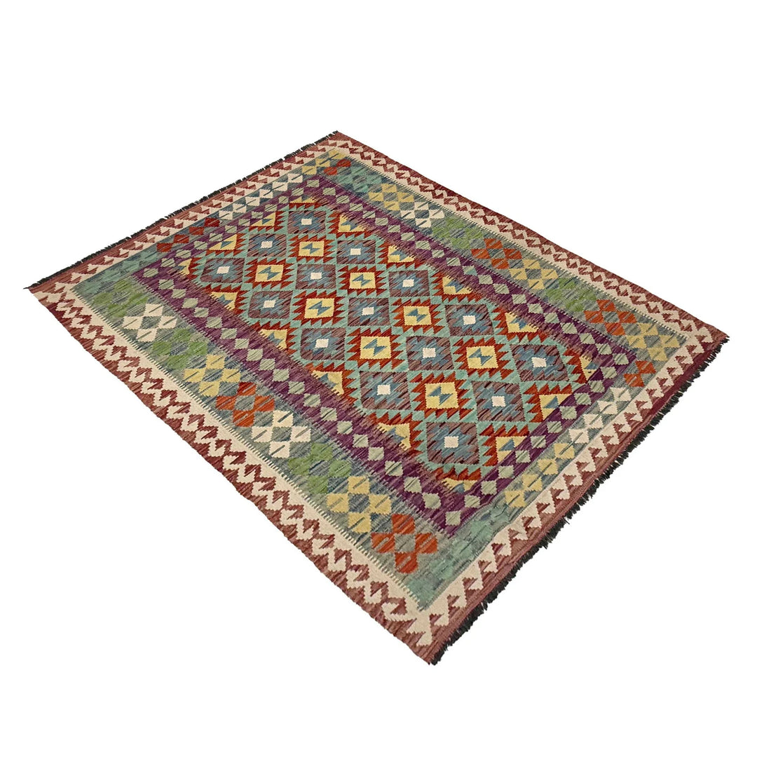Afghan Kilim Rug 4'9" x 6'4" Flat-Weave | No. AL42444