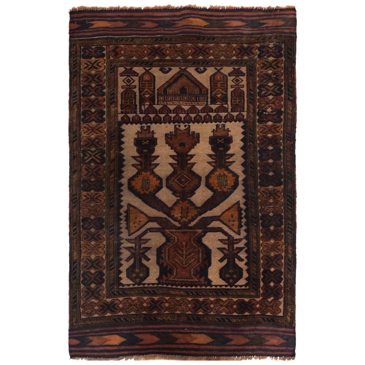 Afghan Prayer Rug 2' 7" x 4' 4" Hand-Knotted | No. AL42507