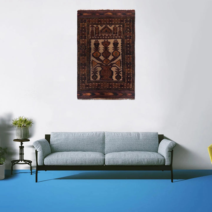 Afghan Prayer Rug 2' 7" x 4' 4" Hand-Knotted | No. AL42507