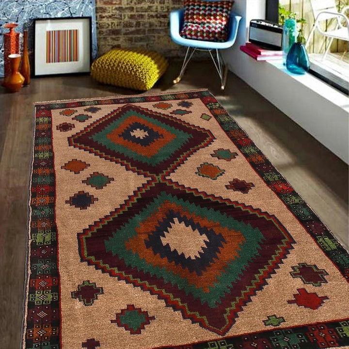 Afghan Baluchi Rug 4' 0" x 6' 8" Hand-Knotted | No. AL42573