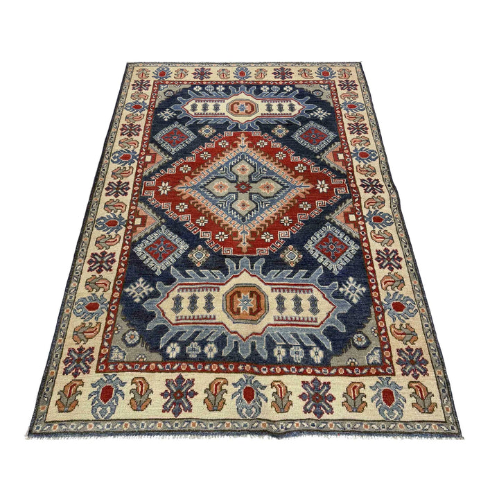 Afghan Kazak Rug 3' 11" x 6' 6" Hand-Knotted | No. AL42600