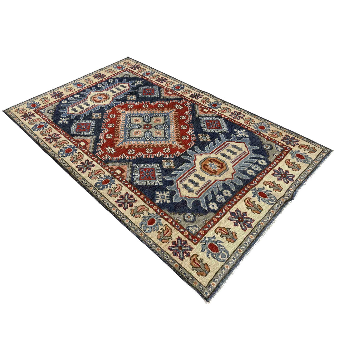 Afghan Kazak Rug 3' 11" x 6' 6" Hand-Knotted | No. AL42600
