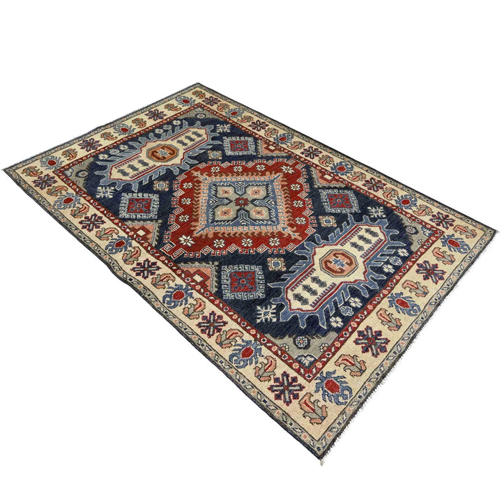 Afghan Kazak Rug 3' 11" x 6' 6" Hand-Knotted | No. AL42600