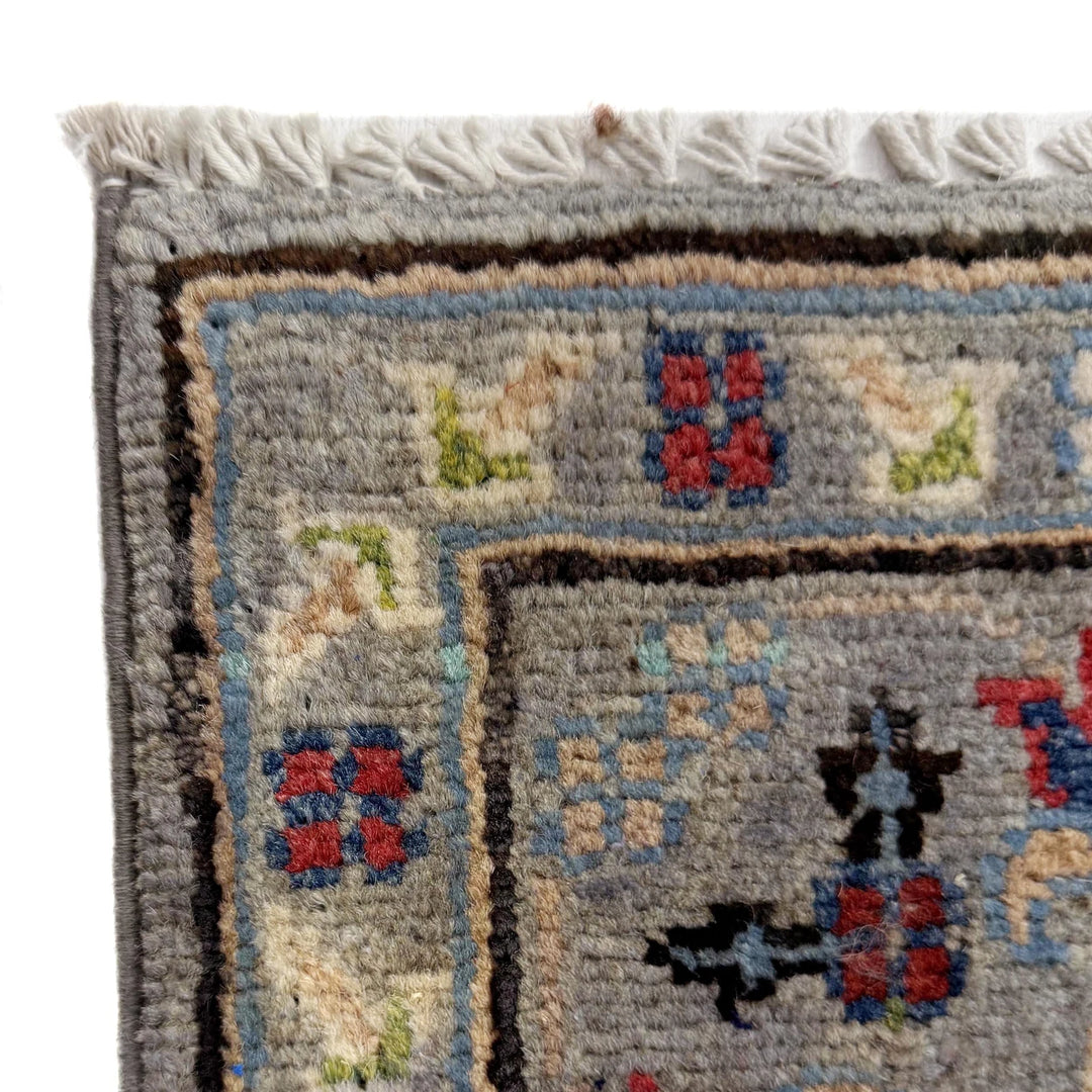 Gray Afghan Kazak Runner Rug 2' 9" x 9' 9" Hand-Knotted | No. AL42608