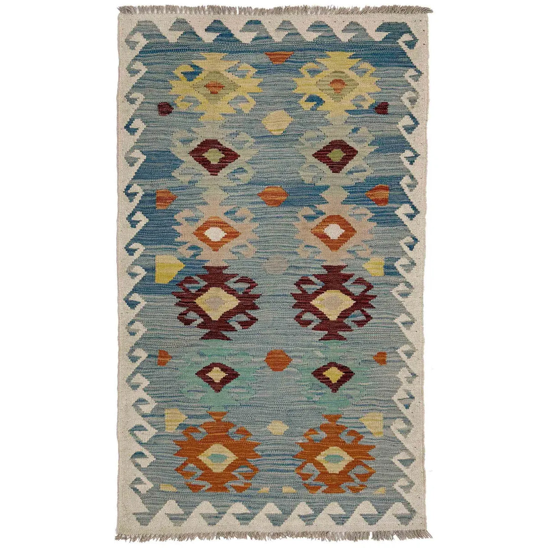 Afghan Vegetable Kilim Rug 2' 7" x 4' 9" Flat-Weave | No. AL426104
