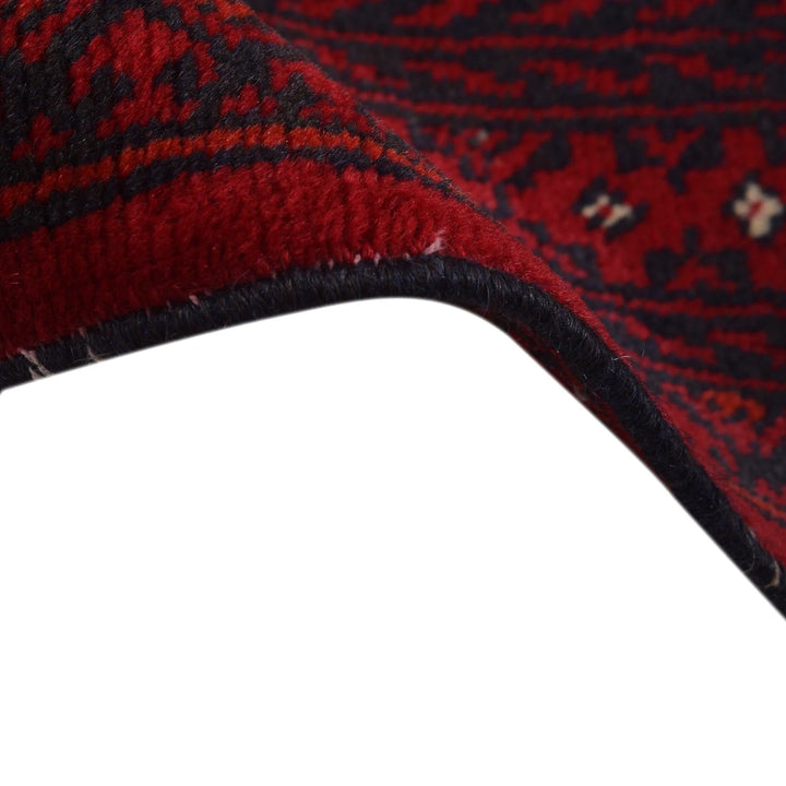 Red Afghan Bokhara Rug 6' 5" x 9' 5" Hand-Knotted | No. AL42614