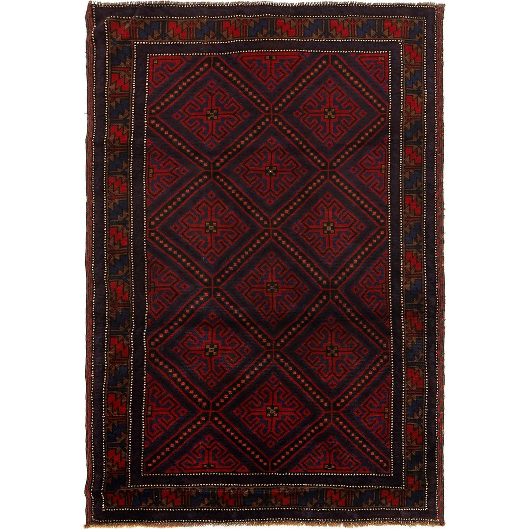 Afghan Baluchi Rug 4' 2" x 6' 4" Hand-Knotted | No. AL42665