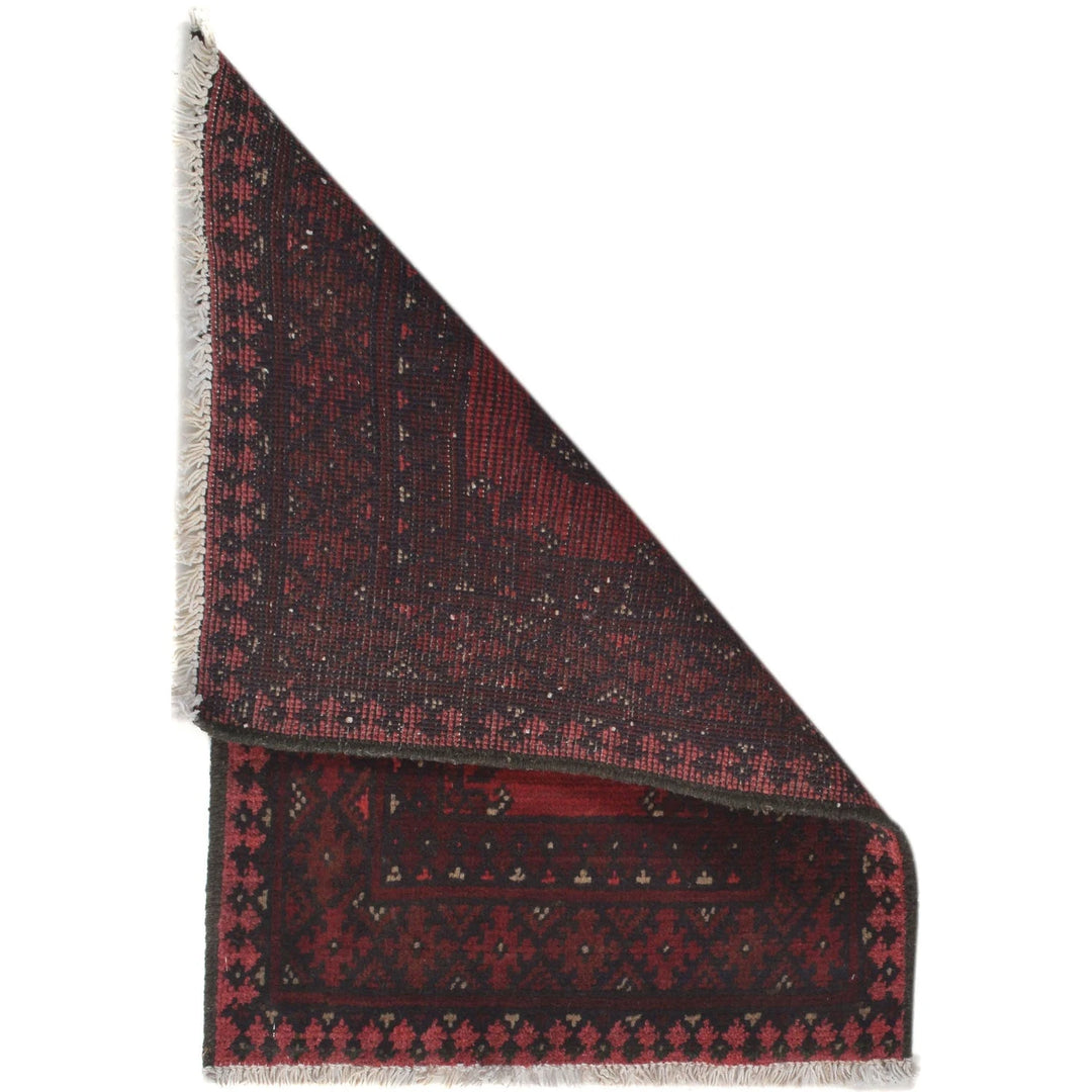 Red Afghan Oriental Doormat 1' 8" x 2' 5" Hand-Knotted | No. AL42703