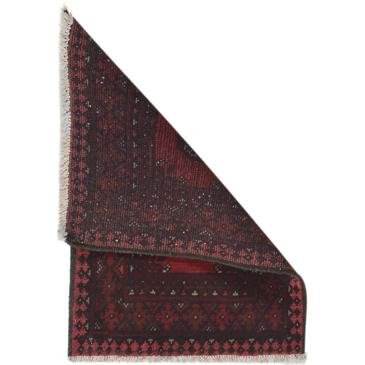 Red Afghan Oriental Doormat 1' 8" x 2' 5" Hand-Knotted | No. AL42703