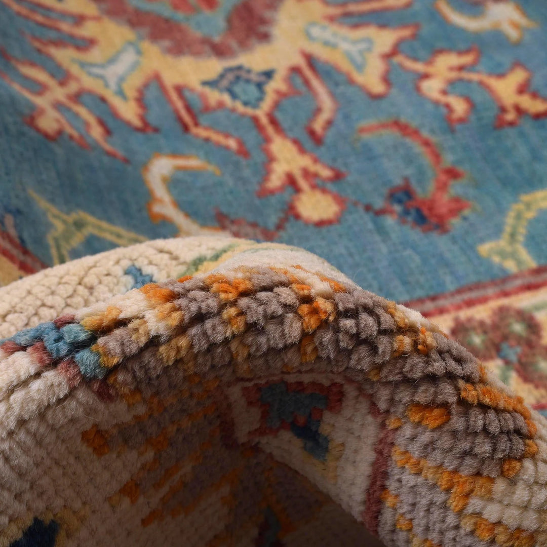 Aqua Blue Afghan Oushak Rug 10' 1" x 13' 5" Hand-Knotted | No. AL42715