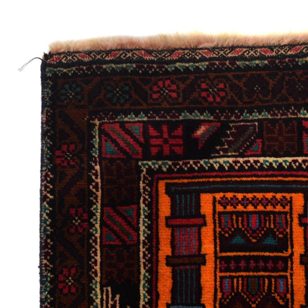 Orange Afghan Baluchi Rug 2' 10" x 5' 0" Hand-Knotted | No. AL42720