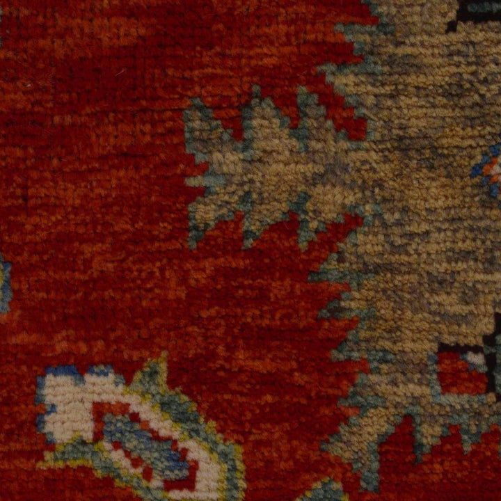 Red Afghan Oushak Rug 6' 9" x 9' 6" Hand-Knotted | No. AL42815