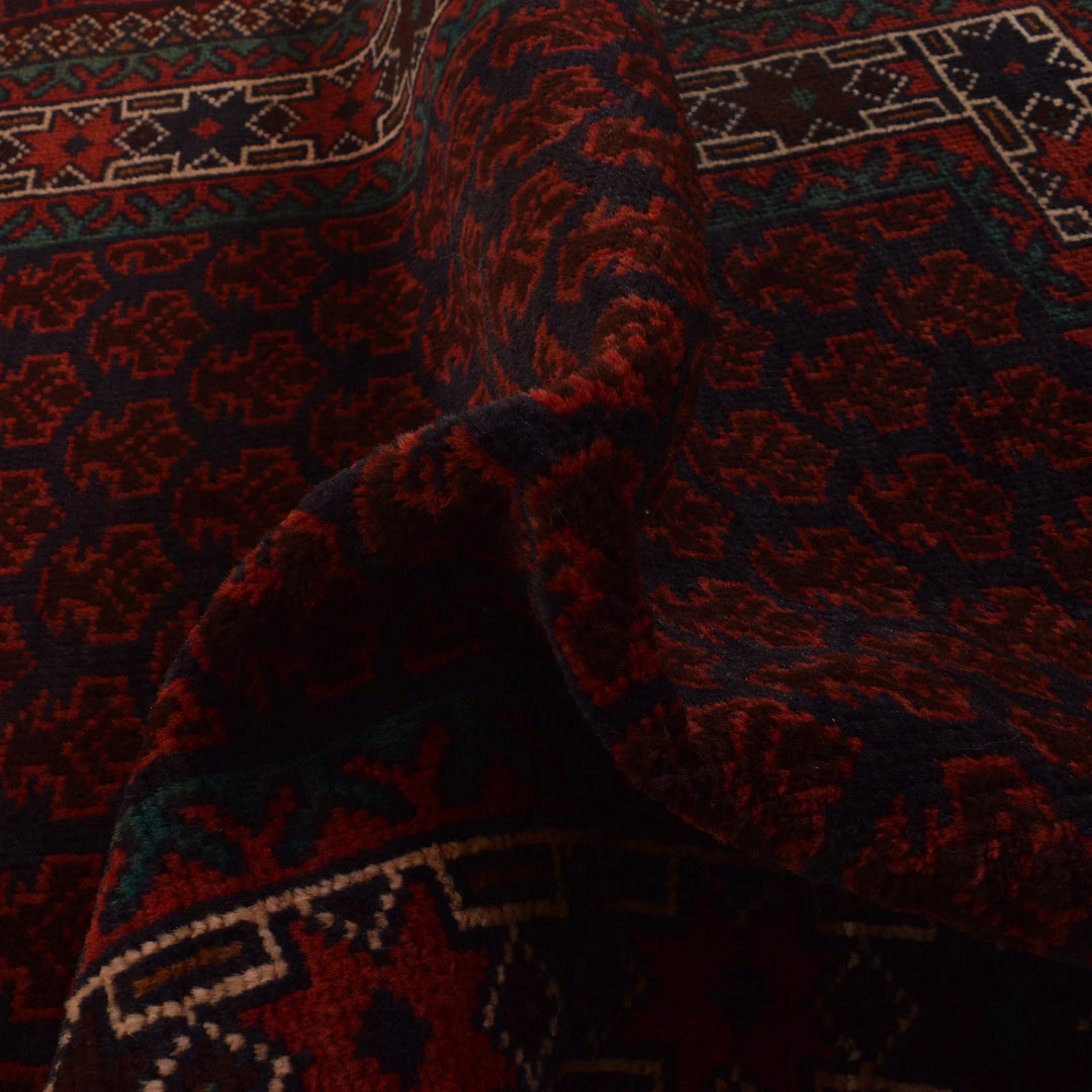 Red Afghan Prayer Rug 3' 0" x 5' 5" Hand-Knotted | No. AL42895