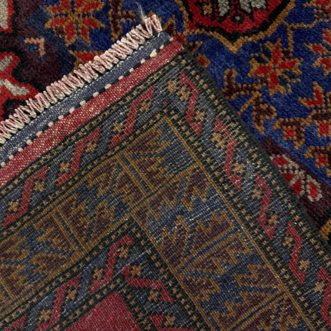 Red Afghan Baluchi Rug 3' 0" x 4' 4" Hand-Knotted | No. AL42996
