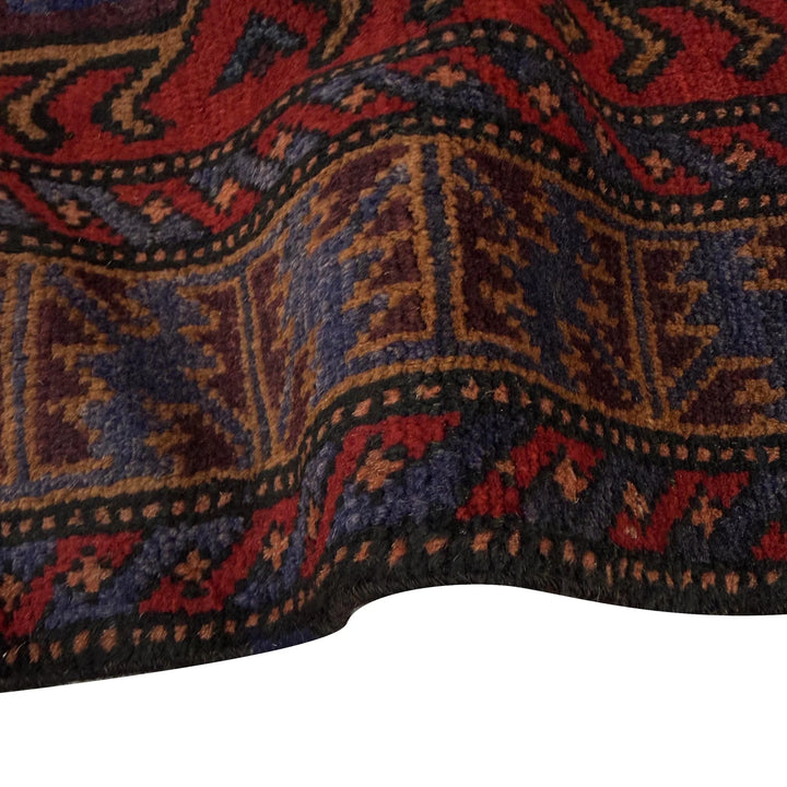 Red Afghan Baluchi Rug 3' 0" x 4' 4" Hand-Knotted | No. AL42996
