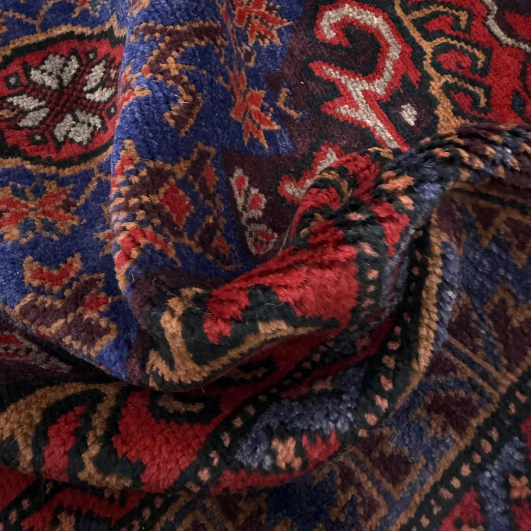 Red Afghan Baluchi Rug 3' 0" x 4' 4" Hand-Knotted | No. AL42996