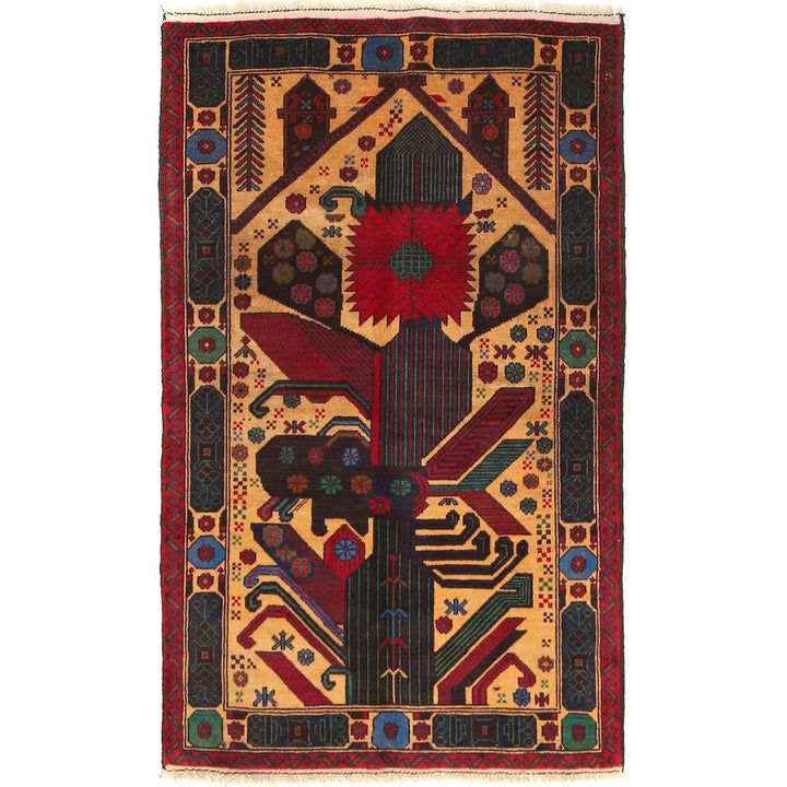 Orange Afghan Baluchi Rug 2' 7" x 4' 4" Hand-Knotted | No. AL43056