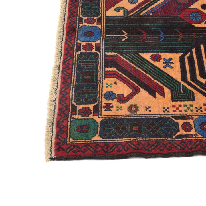 Orange Afghan Baluchi Rug 2' 7" x 4' 4" Hand-Knotted | No. AL43056