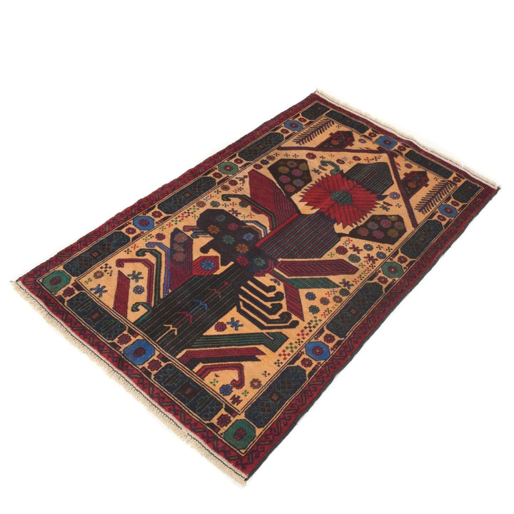 Orange Afghan Baluchi Rug 2' 7" x 4' 4" Hand-Knotted | No. AL43056