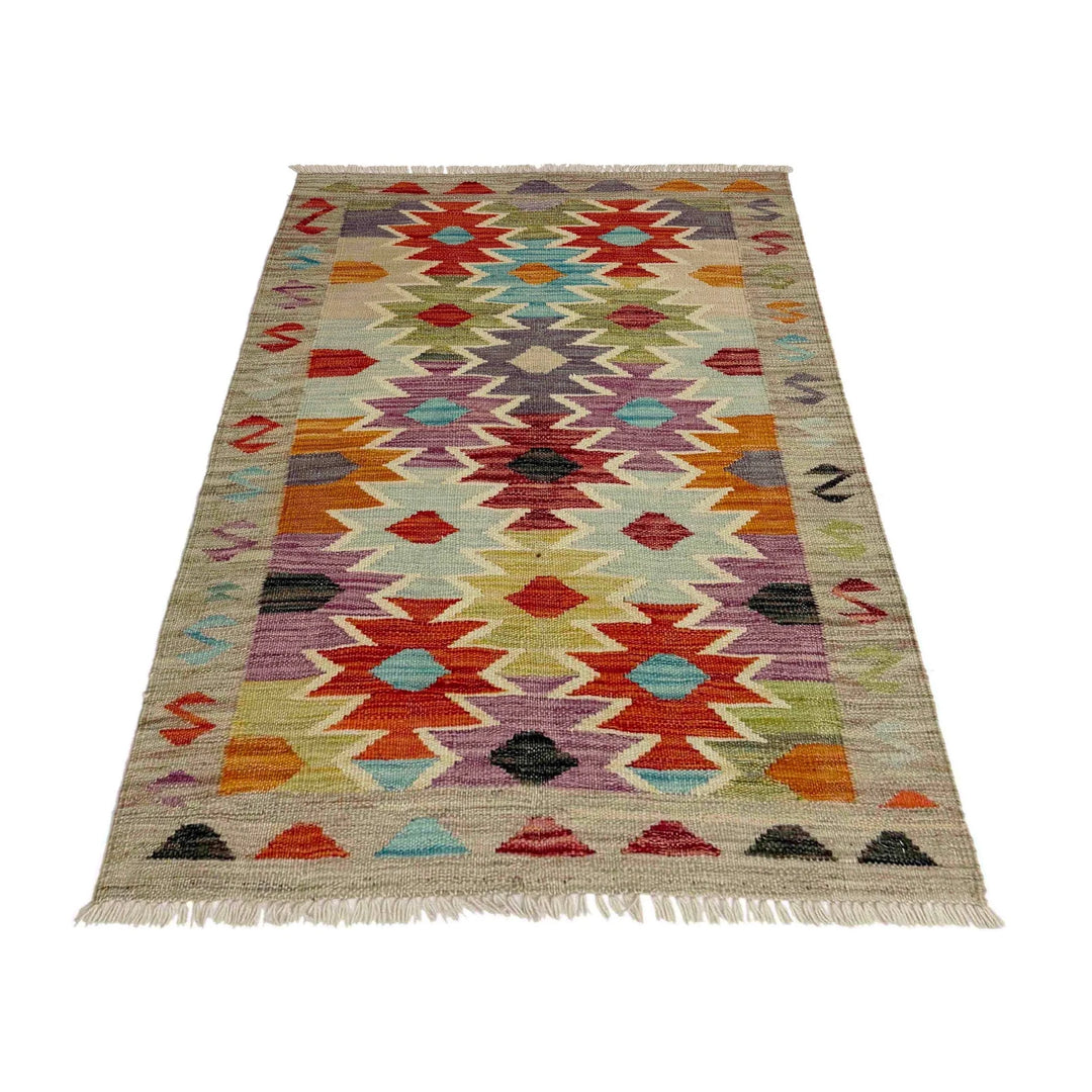 Afghan Vegetable Kilim Rug 2' 7" x 4' 0" Flat-Weave | No. AL430705