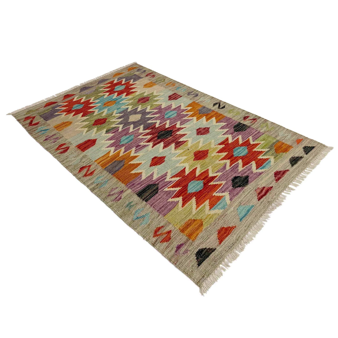 Afghan Vegetable Kilim Rug 2' 7" x 4' 0" Flat-Weave | No. AL430705