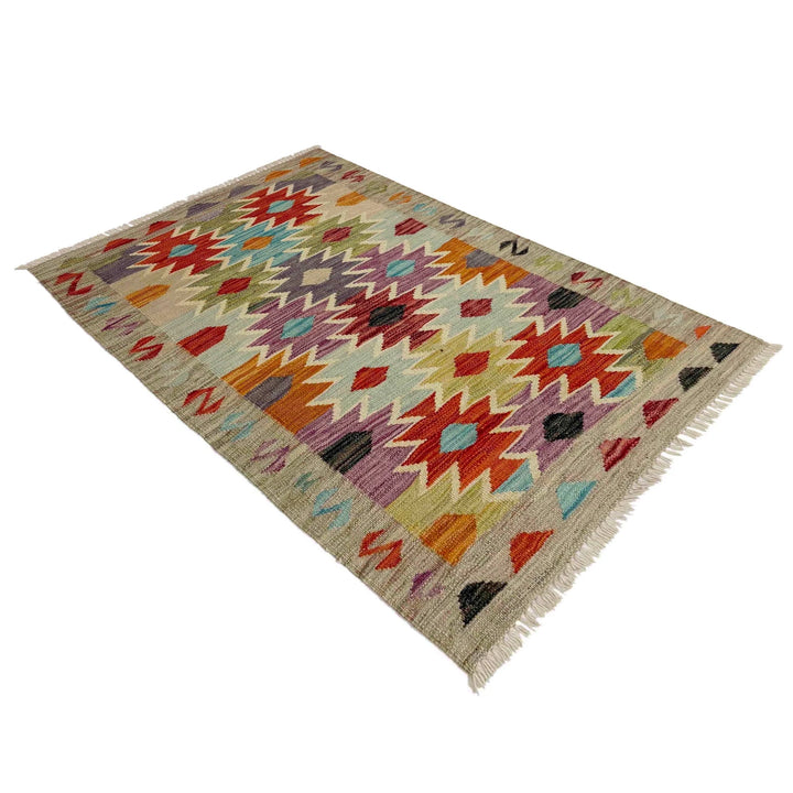 Afghan Vegetable Kilim Rug 2' 7" x 4' 0" Flat-Weave | No. AL430705