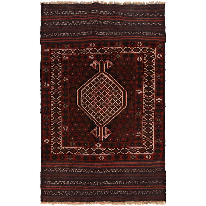 Afghan Baluchi Rug 2' 11" x 4' 8" Hand-Knotted | No. AL43080