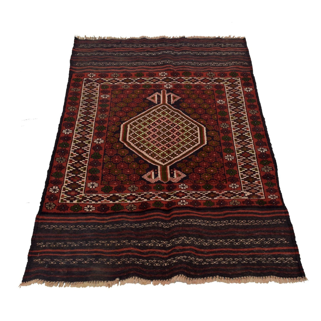 Afghan Baluchi Rug 2' 11" x 4' 8" Hand-Knotted | No. AL43080