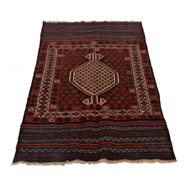 Afghan Baluchi Rug 2' 11" x 4' 8" Hand-Knotted | No. AL43080
