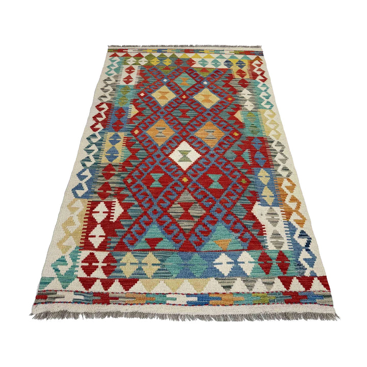 Afghan Vegetable Kilim Rug 3' 1" x 5' 9" Flat-Weave | No. AL430840