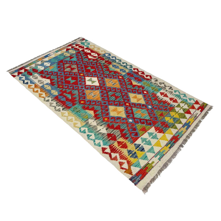 Afghan Vegetable Kilim Rug 3' 1" x 5' 9" Flat-Weave | No. AL430840