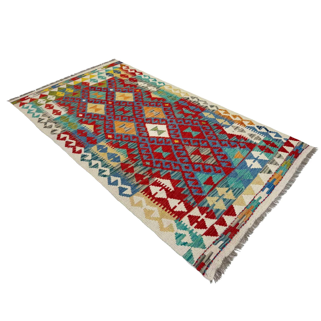 Afghan Vegetable Kilim Rug 3' 1" x 5' 9" Flat-Weave | No. AL430840