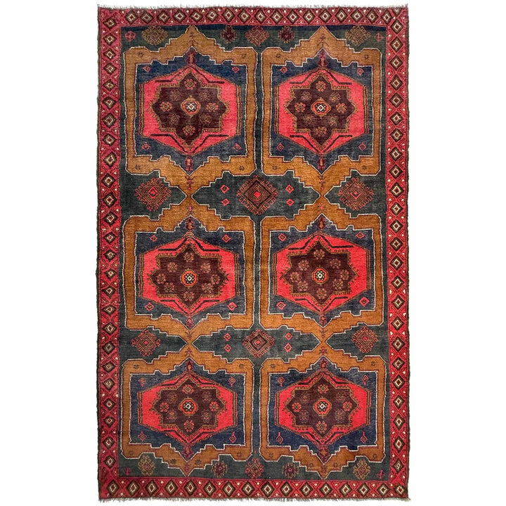 Afghan Baluchi Rug 4' 8" x 8' 7" Hand-Knotted | No. AL43118