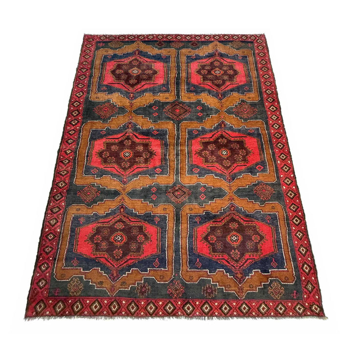 Afghan Baluchi Rug 4' 8" x 8' 7" Hand-Knotted | No. AL43118