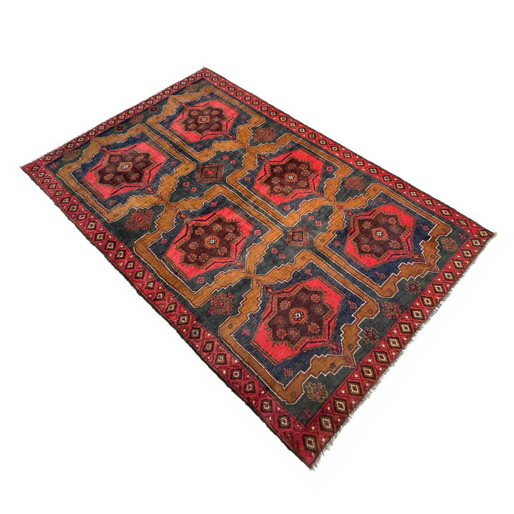 Afghan Baluchi Rug 4' 8" x 8' 7" Hand-Knotted | No. AL43118