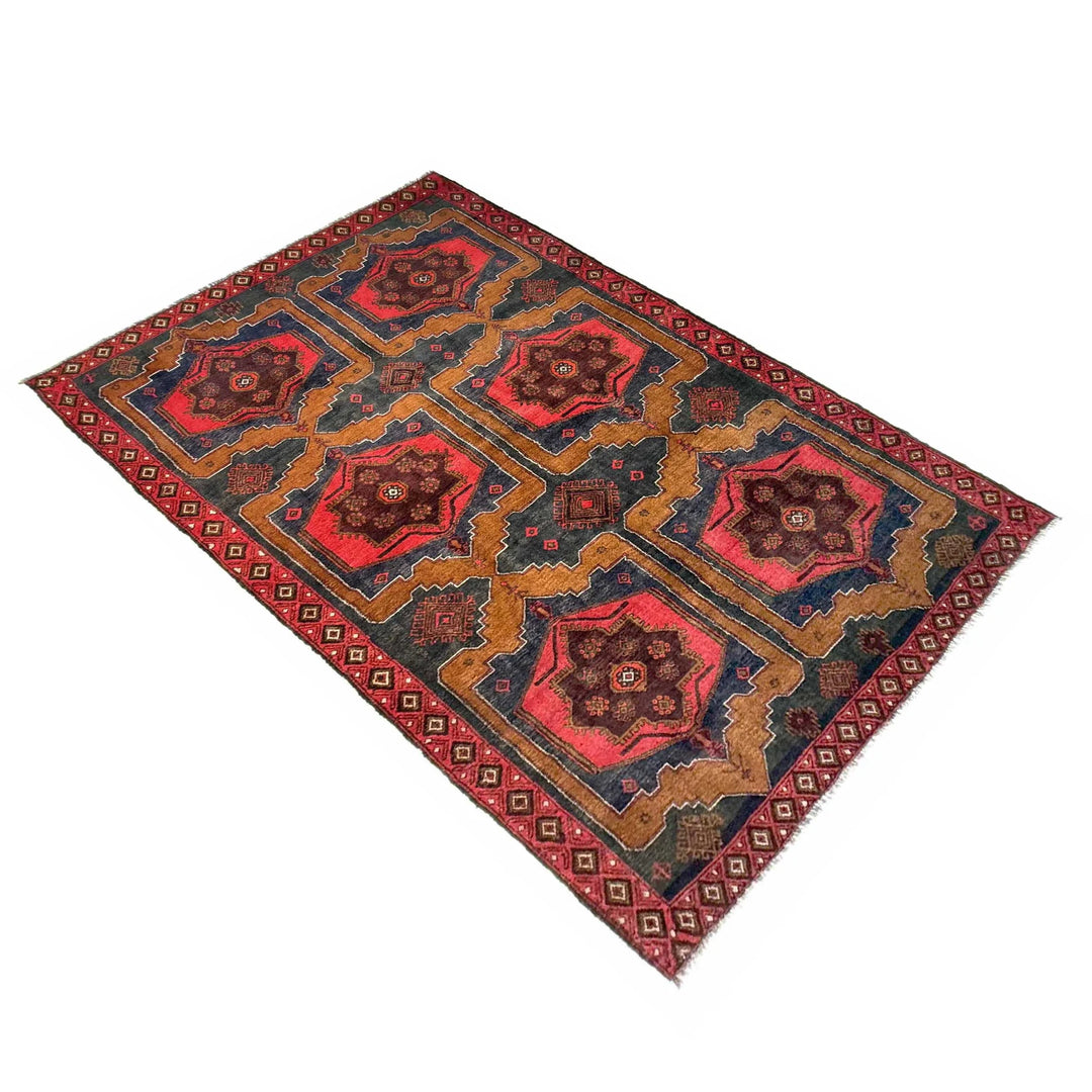 Afghan Baluchi Rug 4' 8" x 8' 7" Hand-Knotted | No. AL43118