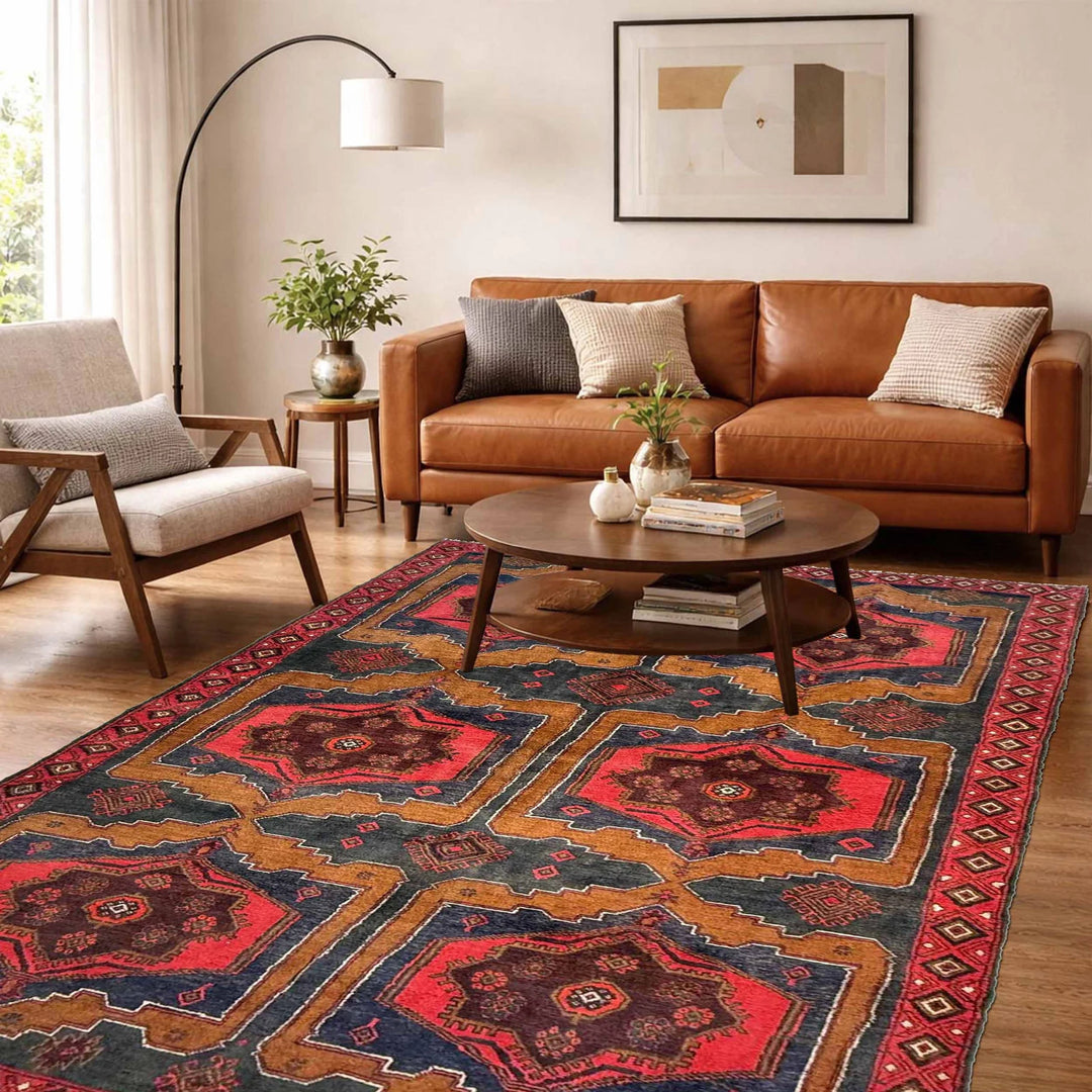 Afghan Baluchi Rug 4' 8" x 8' 7" Hand-Knotted | No. AL43118