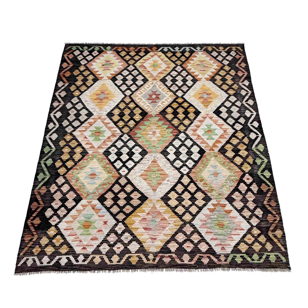 Afghan Kilim Rug 4' 9" x 6' 0" Flat-Weave | No. AL43252
