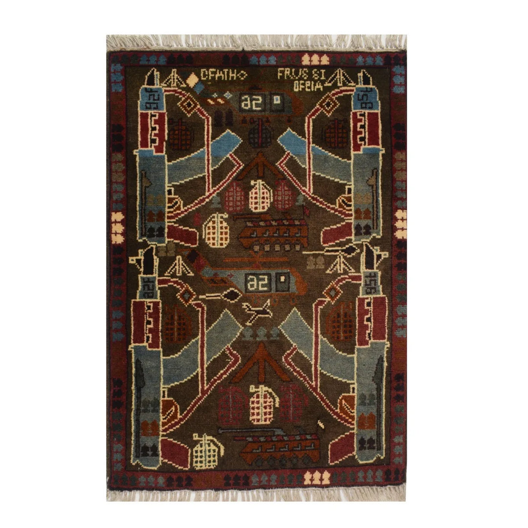 Afghan War Rug 2' x 2'8" Hand-Knotted | No. AL43260