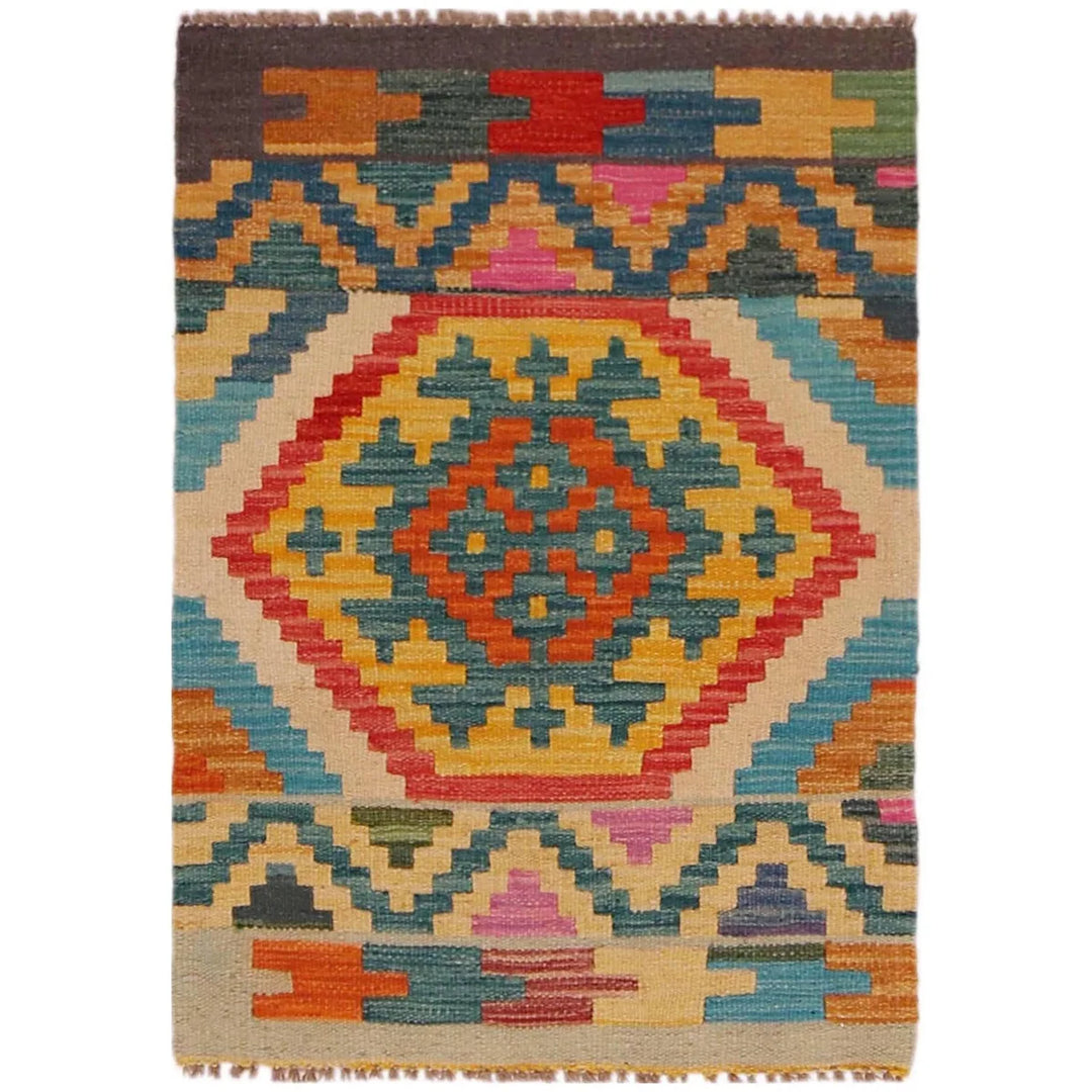 Afghan Kilim Rug 2' 2" x 3' 0" Flat-Weave | No. AL43263
