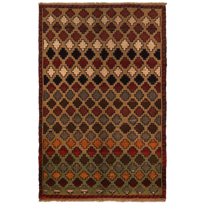 Afghan Baluchi Rug 3' 10" x 5' 12" Hand-Knotted | No. AL43283