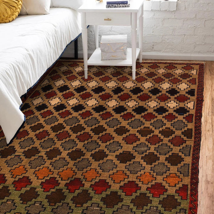Afghan Baluchi Rug 3' 10" x 5' 12" Hand-Knotted | No. AL43283