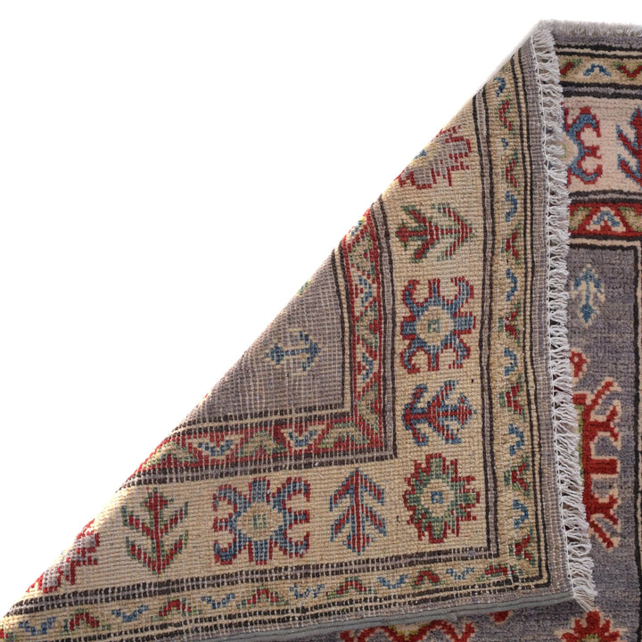 Gray Afghan Kazak Rug 2' 6" x 6' 7" Hand-Knotted | No. AL43299
