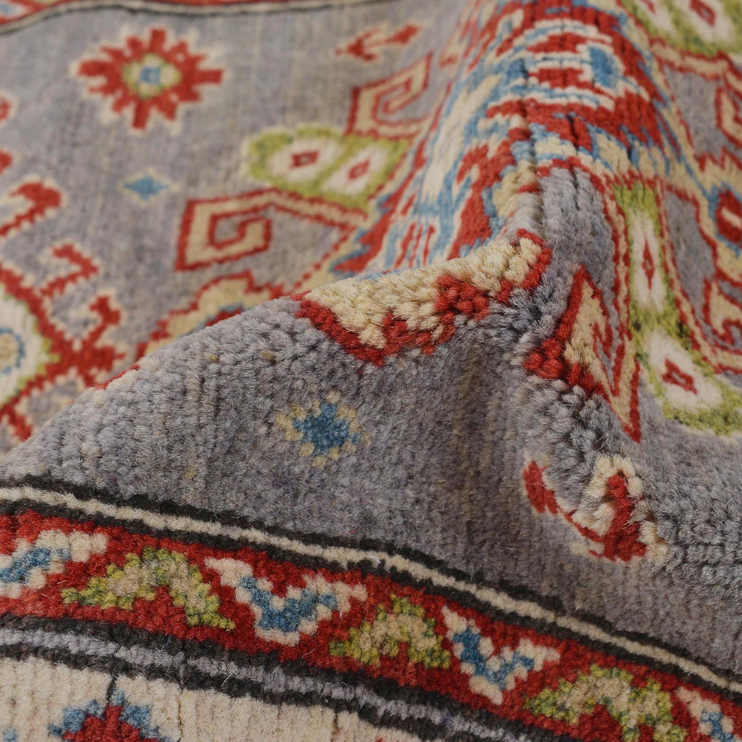 Gray Afghan Kazak Rug 2' 6" x 6' 7" Hand-Knotted | No. AL43299