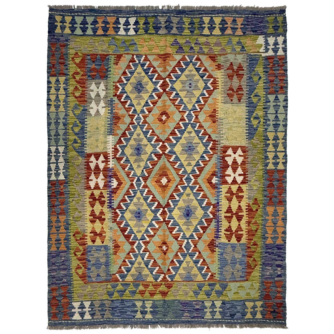 Afghan Kilim Rug 5' 0" x 6' 5" Flat-Weave | No. AL43328