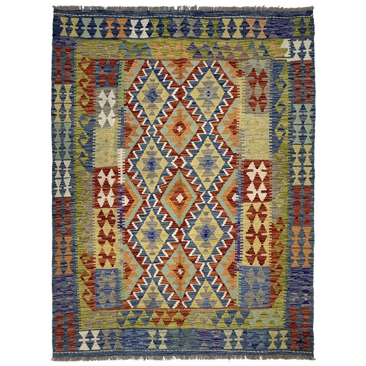 Afghan Kilim Rug 5' 0" x 6' 5" Flat-Weave | No. AL43328