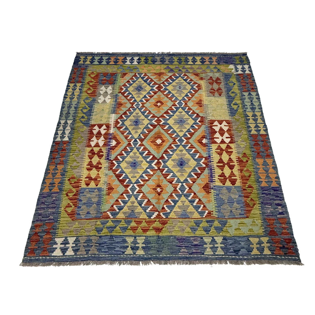 Afghan Kilim Rug 5' 0" x 6' 5" Flat-Weave | No. AL43328